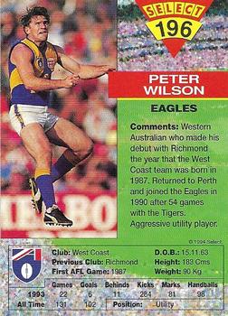 1994 Select AFL #196 Peter Wilson Back
